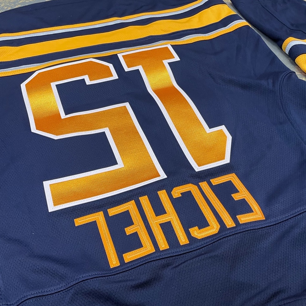 Buffalo Sabres 15 Jack Eichel Fanatics NHL Jersey Navy Blue Small Hockey - Picture 6 of 12
